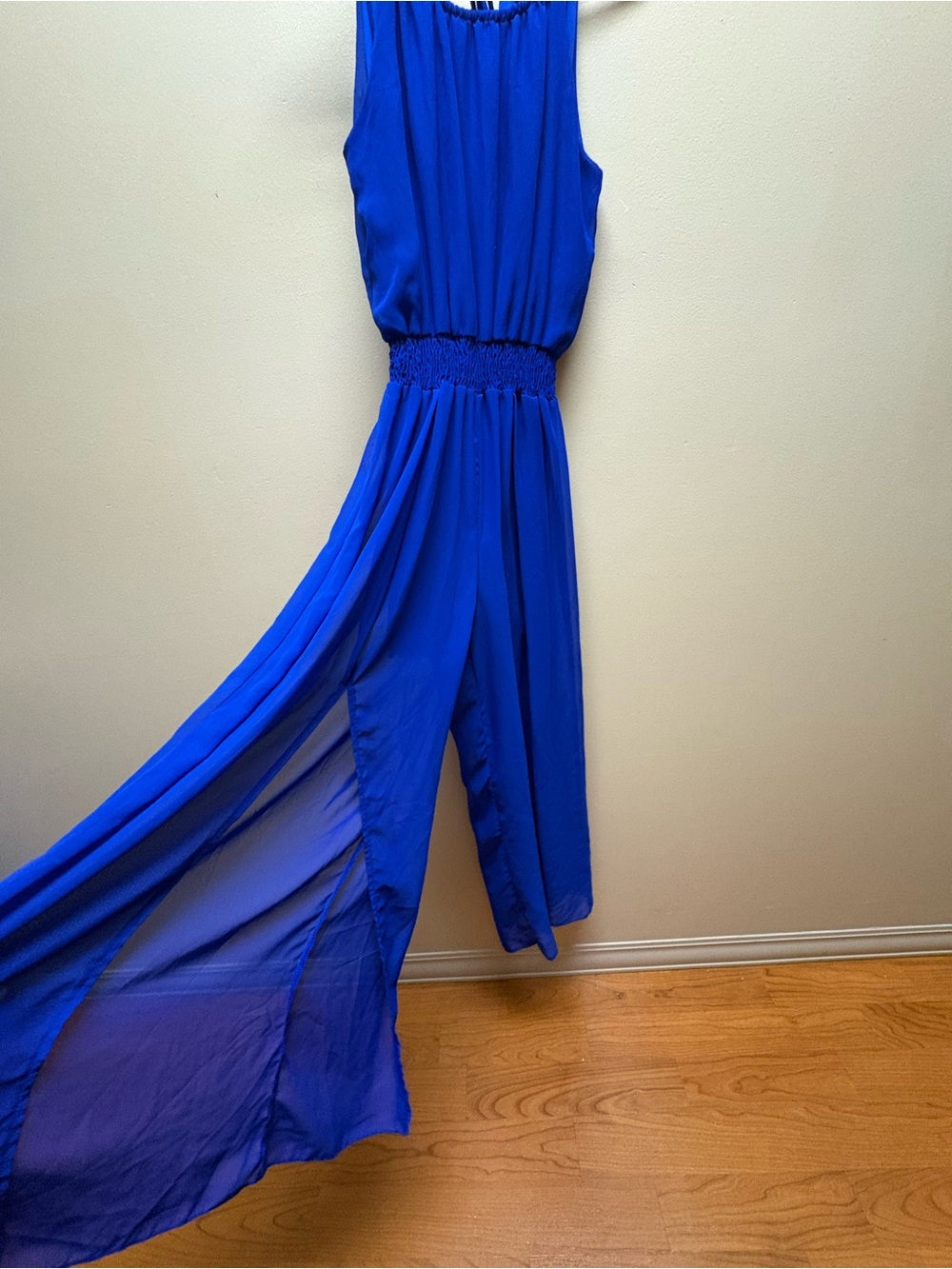 Sweet Storm Cobalt Blue High-Low Maxi Dress/ jumpsuit size:L new without tag.